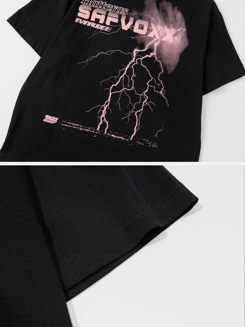 T Shirts Aelfric Eden Lightning Foam Print Tee Noir | TIX-41182699